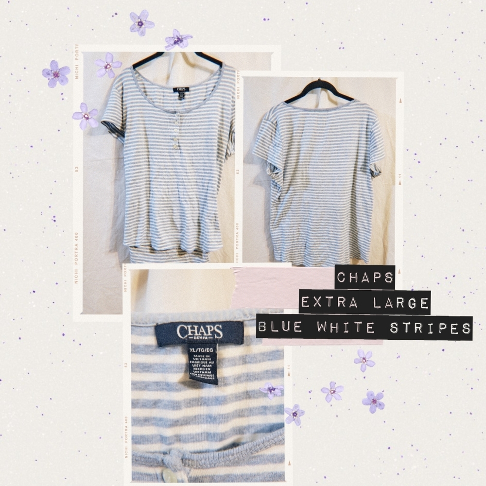 Chaps, extra large, blue and white tee